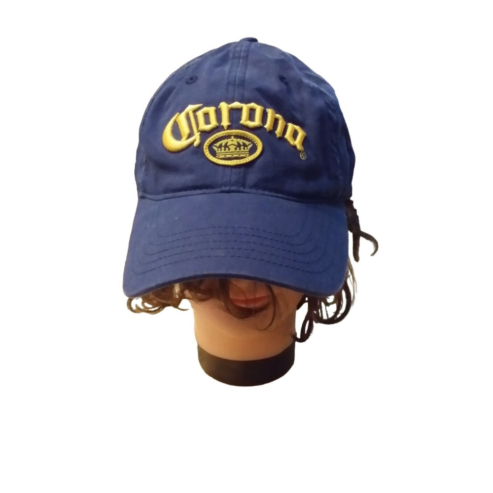 Corona Strapback Baseball Hat Blue Yellow Embroidered Logo Beer Casual